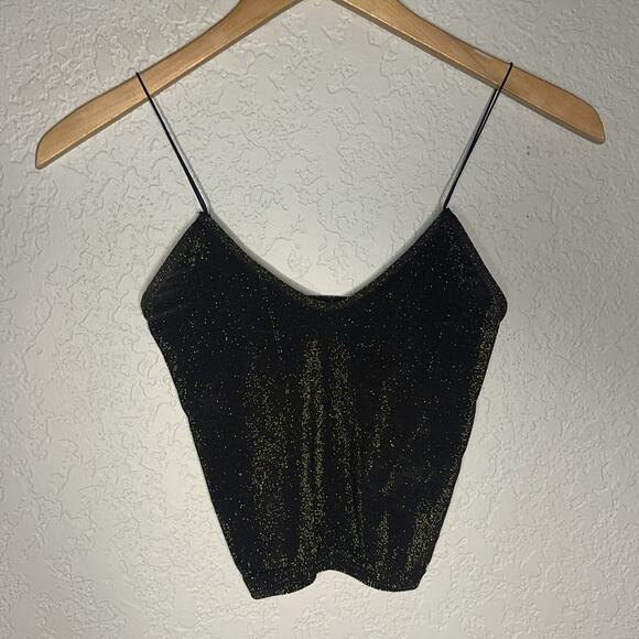 Intimately Free People Brown Shimmer Seamless Brami Cami Crop Top Sparkle - Picture 4 of 6